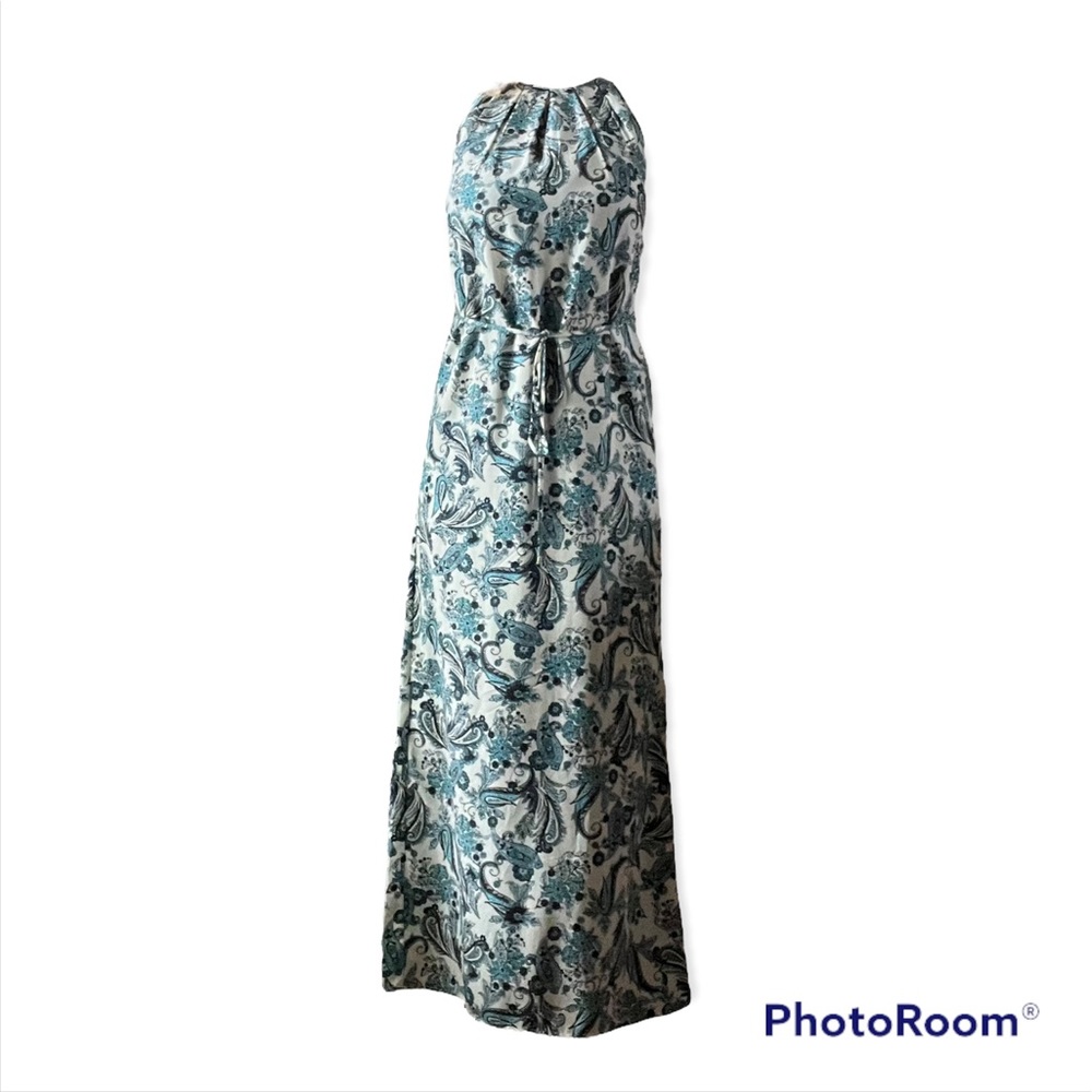 Loft Paisley Blue Cream Maxi Dress Size 2